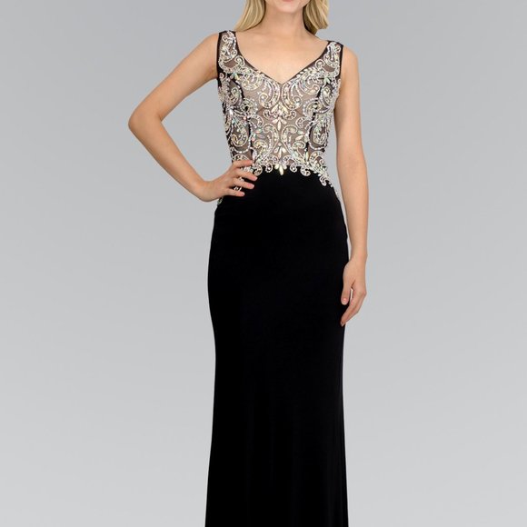 V-Neckline Sequined Sheath Prom Dress GSGL2128 - Picture 6 of 7